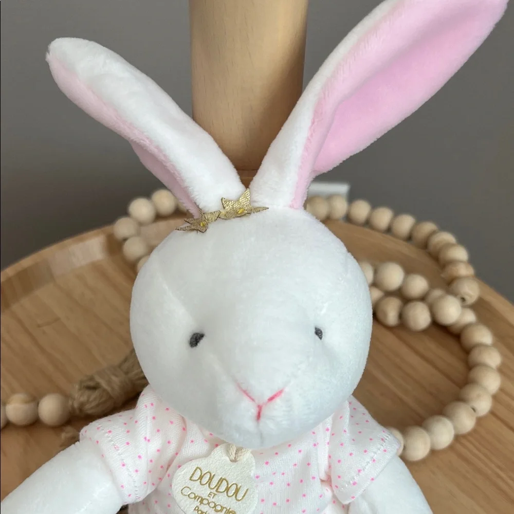 NWOT Doudou Adorable White and Pink Bunny Plush Toy